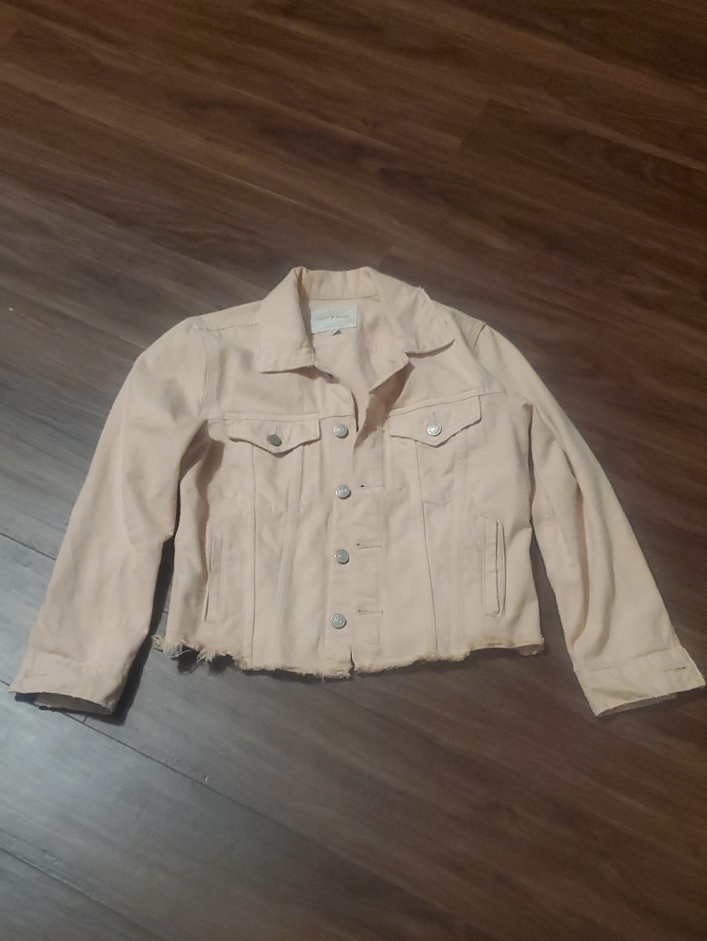 Lucky Brand Tomboy Trucker Cropped Blush Pink Denim Jacket